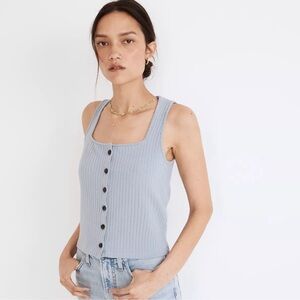 Madewell Light Blue Ribbed Tank Top